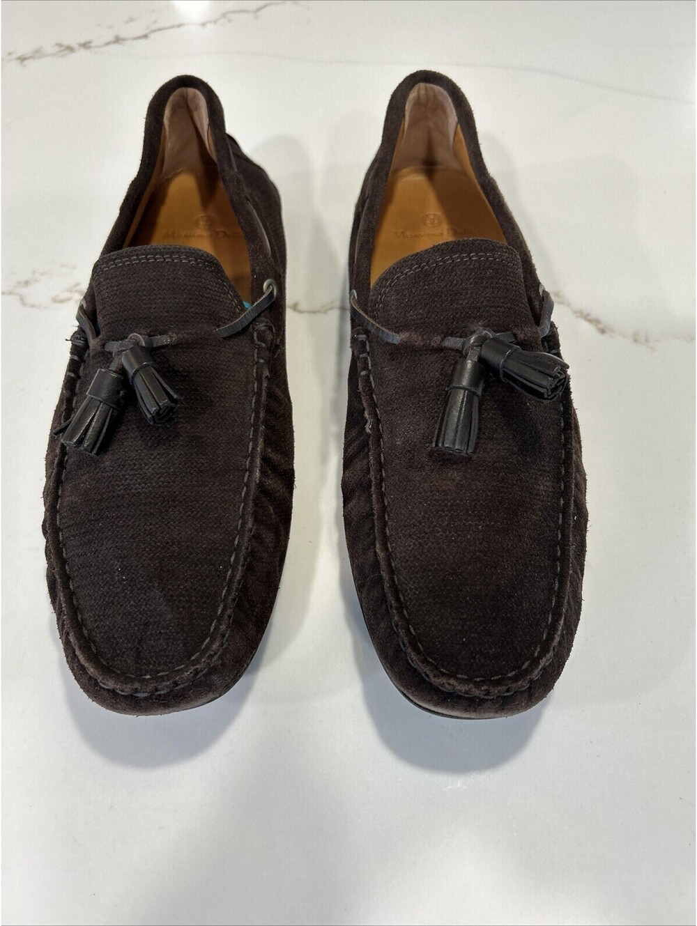 Massimo Dutti Men’s Brown Suede Tassel Driving Shoes Size 42
